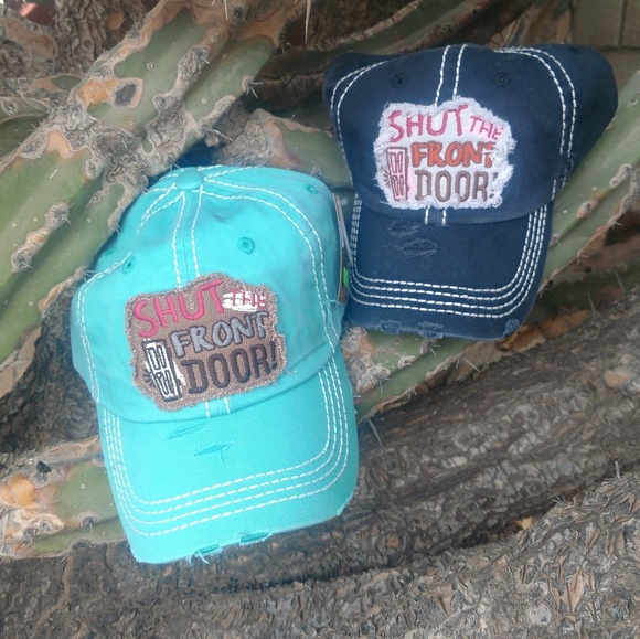Boutique Accessories - Shut The Front Door Distressed Cap LAST ONE!